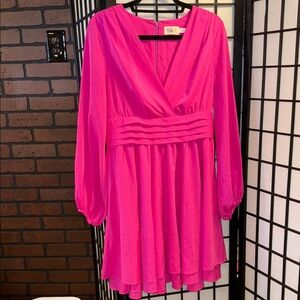 Eliza J Fuchsia Long Sleeve Dress